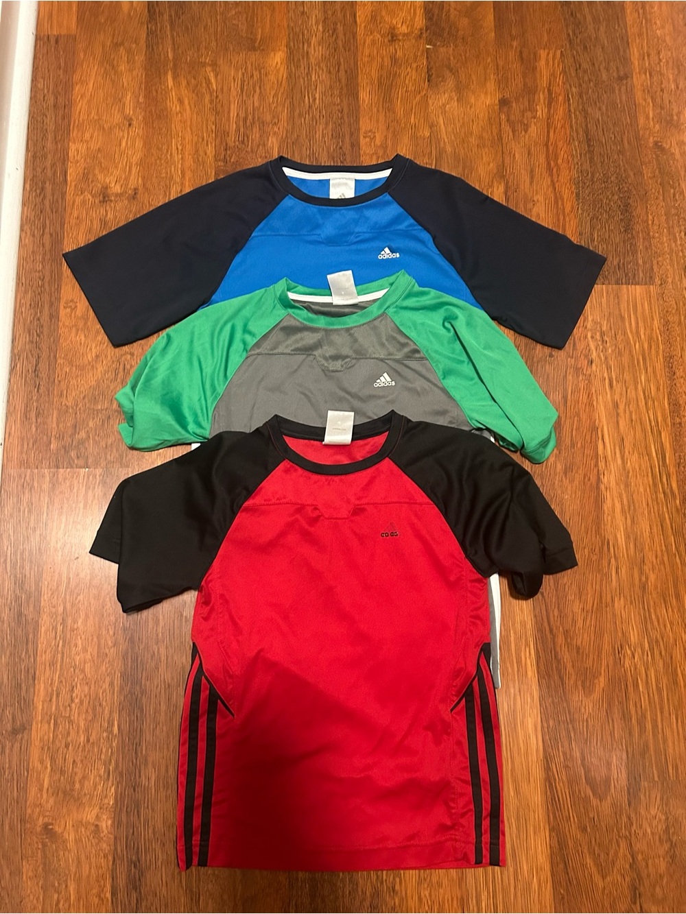 adidas Kids Short Sleeve Raglan Tees - Red, Black, Blue, Green, Gray